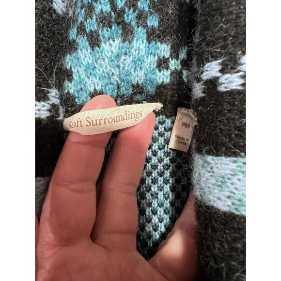 Soft Surroundings PM Alpaca Blend Plaid Toggle Cardigan Jacket - Picture 4 of 6